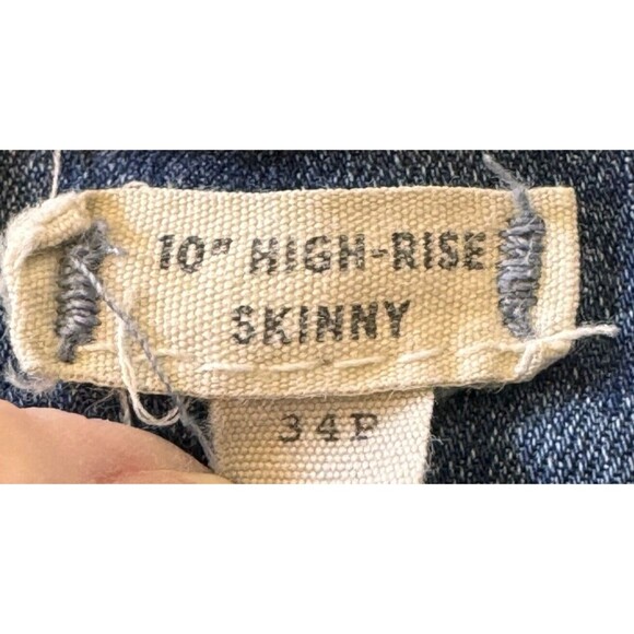 Madewell Jeans Distressed Size 34P 10" High Rise Skinny Blue Raw Hem - Picture 14 of 16